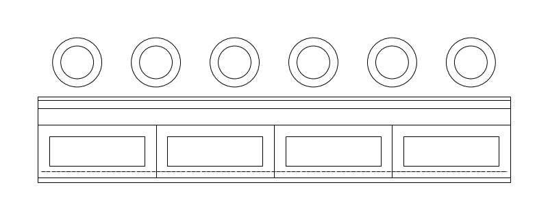Bar Counter with Stools CAD block, plan view (DWG/DXF)