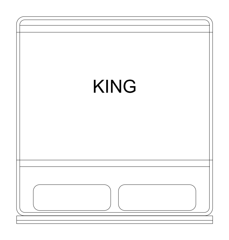 King Bed CAD block, plan view (DWG/DXF)