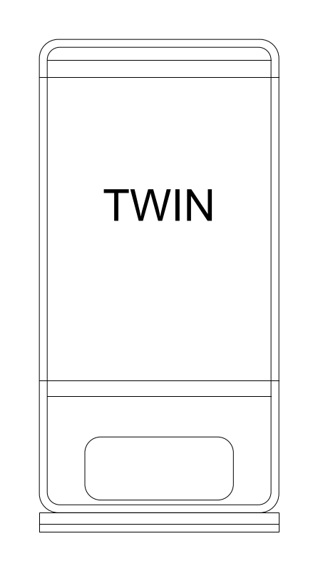 Twin Bed CAD block, plan view (DWG/DXF)