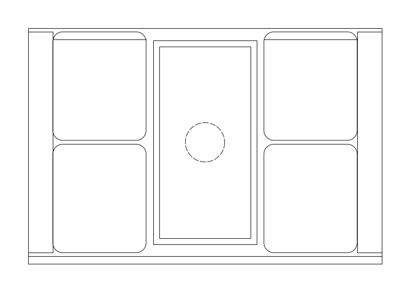 Four-Seat Restaurant Booth CAD block, plan view (DWG/DXF)