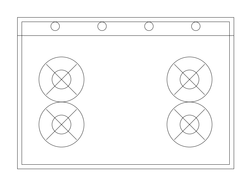 30-inch Cooktop CAD block, plan view (DWG/DXF)