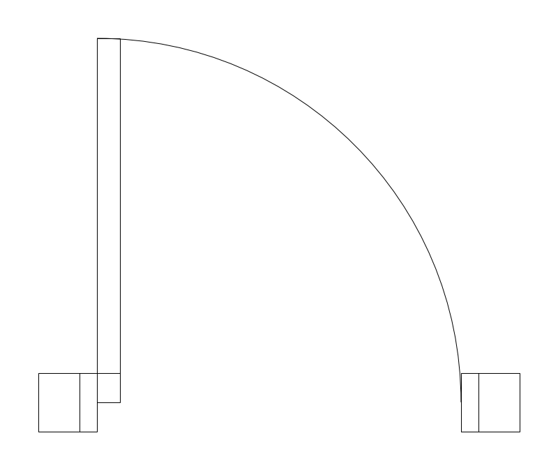 28-inch Door Swing CAD block, plan view (DWG/DXF)