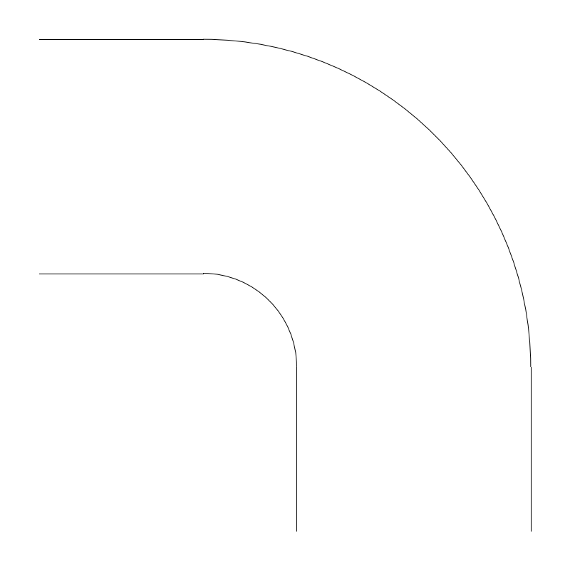 HVAC Duct 90-degree Elbow (Southwest) plan view CAD block