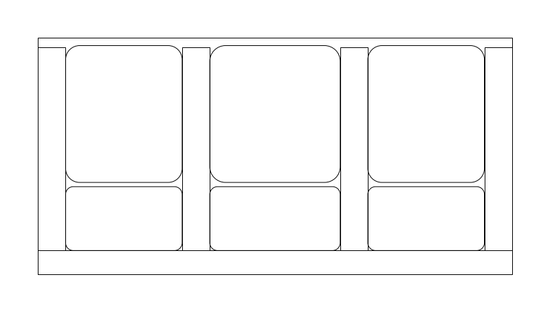 Three-Seat Lobby Seating CAD block, plan view (DWG/DXF)