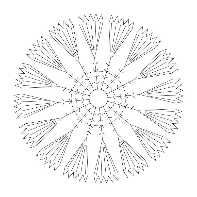 12-foot Mexican Fan Palm CAD block, plan view (DWG/DXF)