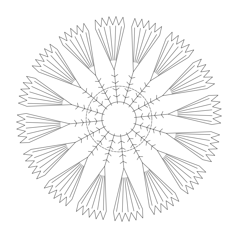 8-foot Mexican Fan Palm CAD block, plan view (DWG/DXF)