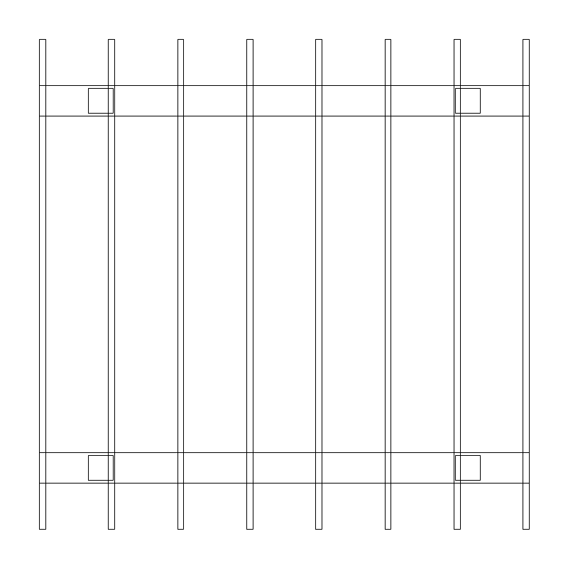 10 x 10 Pergola CAD block, plan view (DWG/DXF)