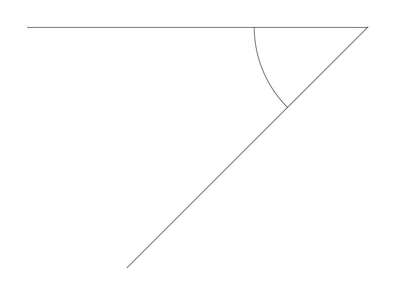 Plumbing Pipe 45-degree Elbow (Southwest) plan view CAD block