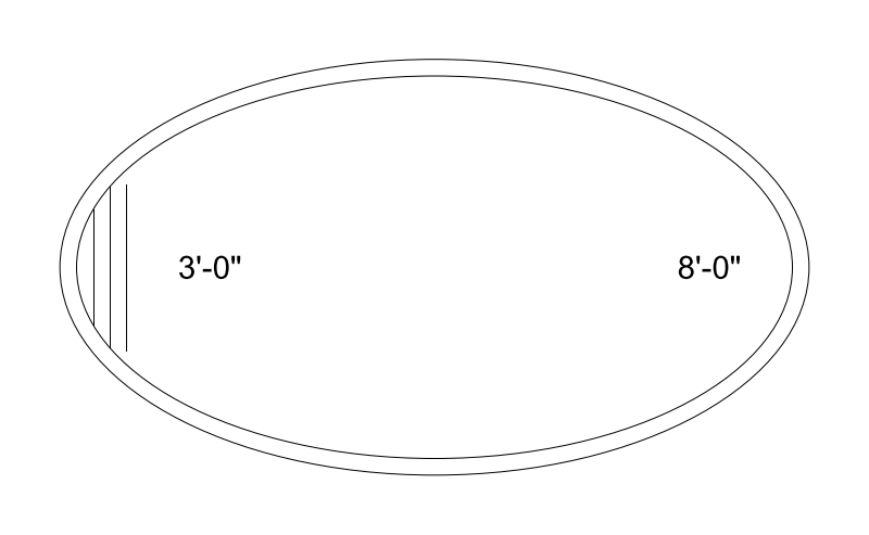 Oval Swimming Pool CAD block, plan view (DWG/DXF)