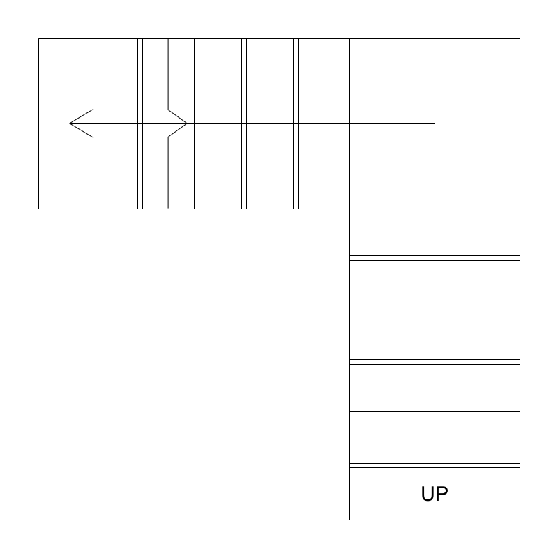 36-inch L-Shaped Stair with Landing CAD block, plan view (DWG/DXF)