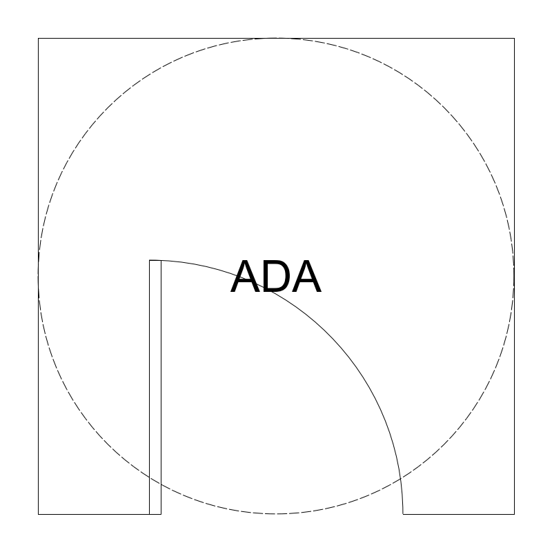 ADA Toilet-Stall Partition plan view CAD block