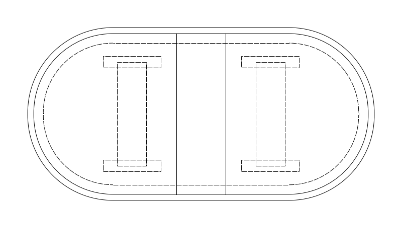 42x84 Oval Extension Dining Table CAD block, plan view (DWG/DXF)